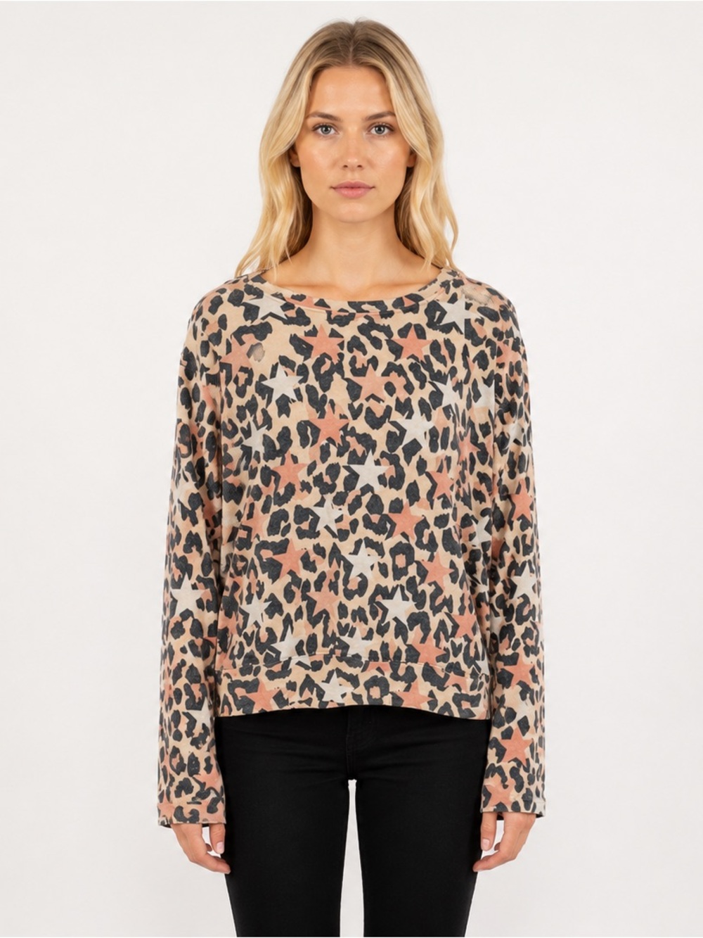 Wildfox Gray Leopard Stars & Leopard Spots Sweatshirt Size Small, New with tags!